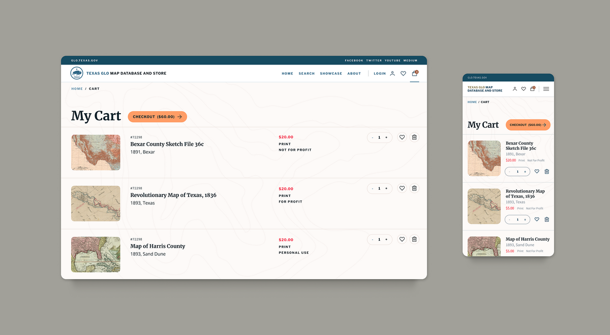 Image of My Cart, feature on both desktop and mobile.